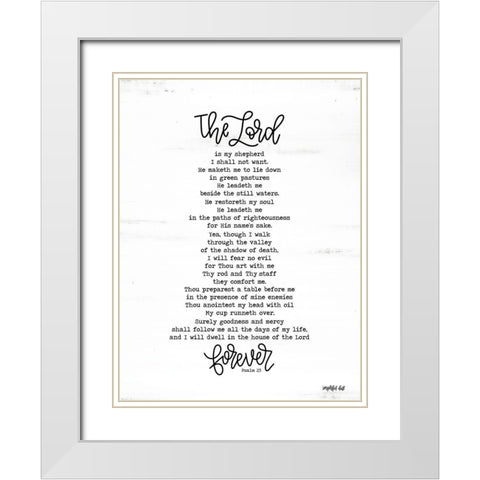 Psalm 23 White Modern Wood Framed Art Print with Double Matting by Imperfect Dust
