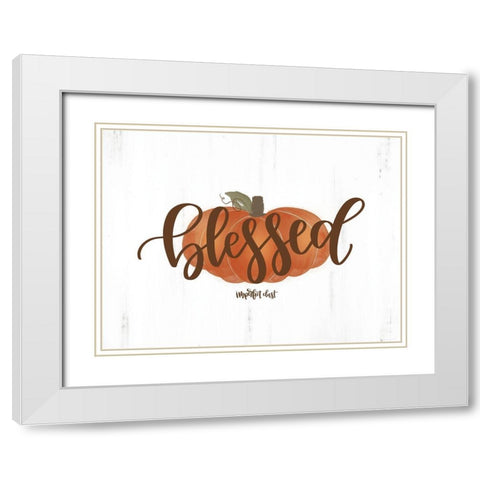 Blessed Pumpkin White Modern Wood Framed Art Print with Double Matting by Imperfect Dust