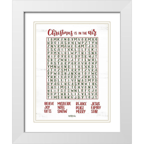 Christmas Word Search White Modern Wood Framed Art Print with Double Matting by Imperfect Dust