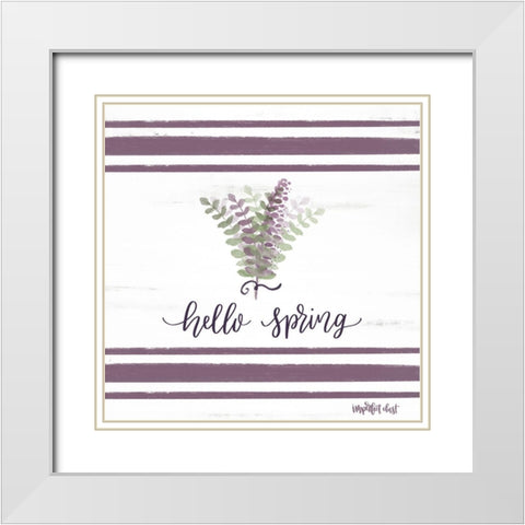 Hello Spring White Modern Wood Framed Art Print with Double Matting by Imperfect Dust