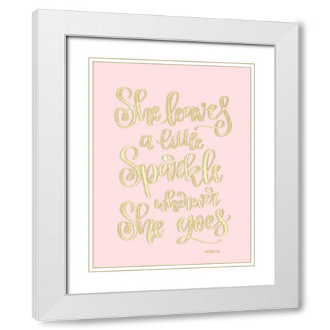 She Leaves a Little Sparkle I White Modern Wood Framed Art Print with Double Matting by Imperfect Dust