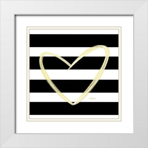 Glam Heart White Modern Wood Framed Art Print with Double Matting by Imperfect Dust