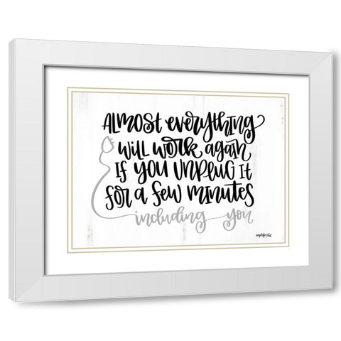 Unplug White Modern Wood Framed Art Print with Double Matting by Imperfect Dust