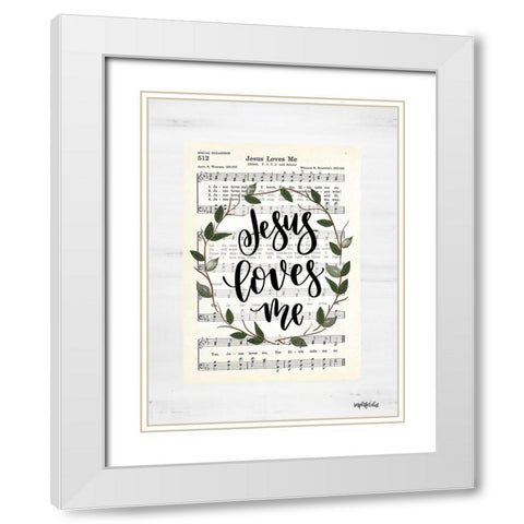 Jesus Loves Me Hymn White Modern Wood Framed Art Print with Double Matting by Imperfect Dust