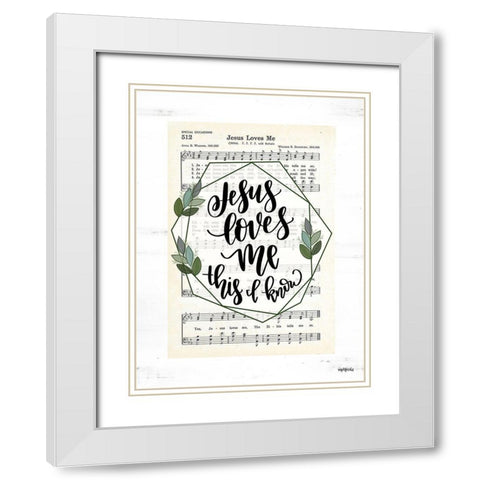 Jesus Loves Me White Modern Wood Framed Art Print with Double Matting by Imperfect Dust