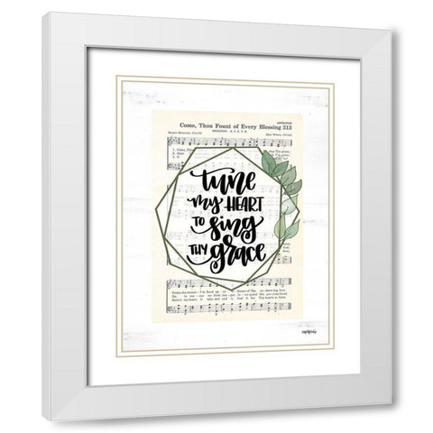Tune My Heart II White Modern Wood Framed Art Print with Double Matting by Imperfect Dust