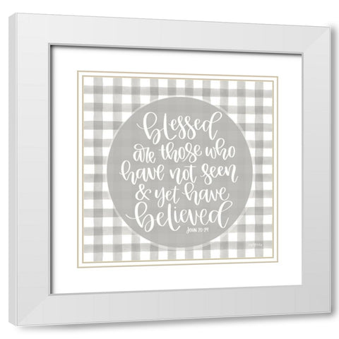 Blessed Are Those White Modern Wood Framed Art Print with Double Matting by Imperfect Dust