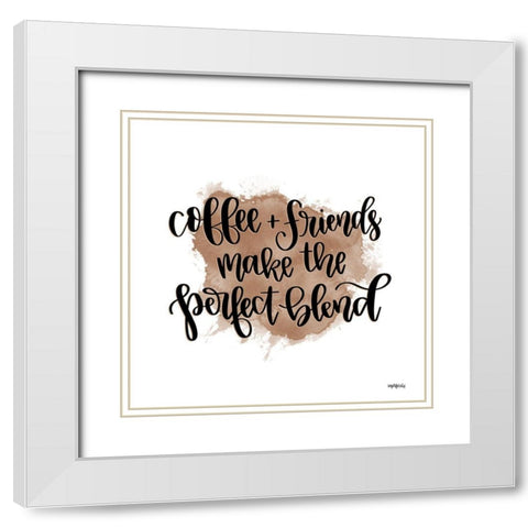 Coffee + Friends White Modern Wood Framed Art Print with Double Matting by Imperfect Dust