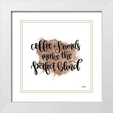 Coffee + Friends White Modern Wood Framed Art Print with Double Matting by Imperfect Dust
