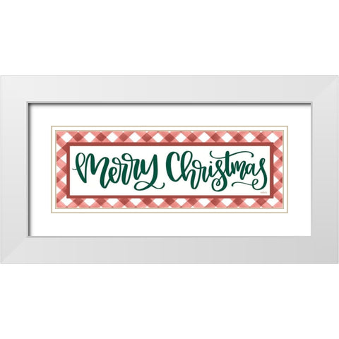 Merry Christmas White Modern Wood Framed Art Print with Double Matting by Imperfect Dust