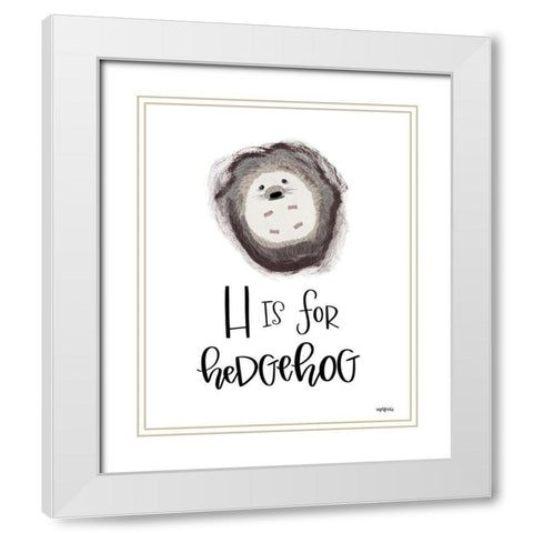 H is for Hedgehog    White Modern Wood Framed Art Print with Double Matting by Imperfect Dust