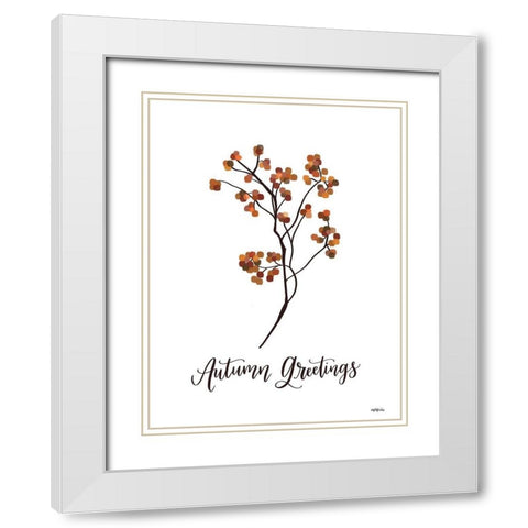 Autumn Greetings   White Modern Wood Framed Art Print with Double Matting by Imperfect Dust