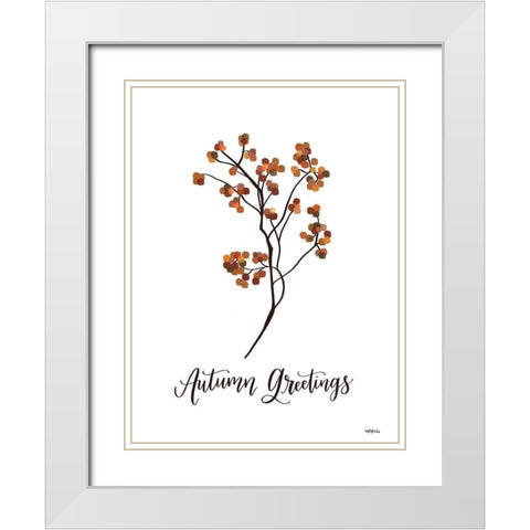 Autumn Greetings   White Modern Wood Framed Art Print with Double Matting by Imperfect Dust