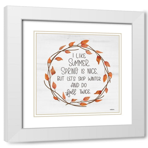 Fall Twice Wreath    White Modern Wood Framed Art Print with Double Matting by Imperfect Dust