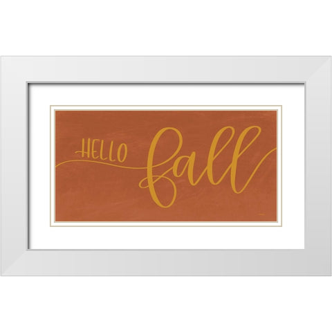 Hello Fall    White Modern Wood Framed Art Print with Double Matting by Imperfect Dust