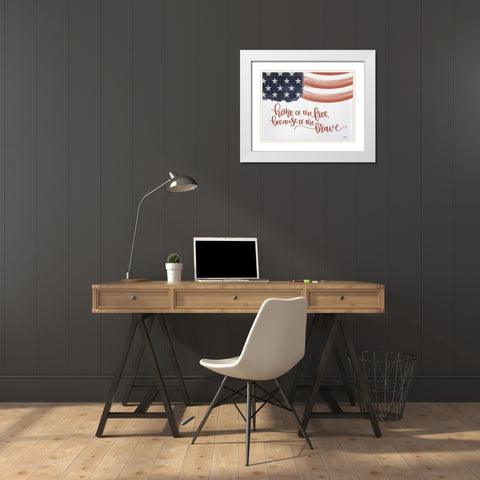 Home of the Free White Modern Wood Framed Art Print with Double Matting by Imperfect Dust