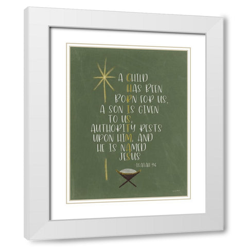 He is Named Jesus White Modern Wood Framed Art Print with Double Matting by Imperfect Dust