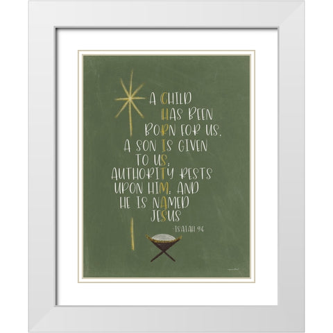 He is Named Jesus White Modern Wood Framed Art Print with Double Matting by Imperfect Dust
