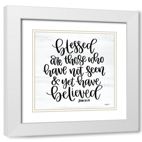 Blessed    White Modern Wood Framed Art Print with Double Matting by Imperfect Dust