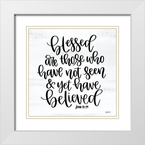 Blessed    White Modern Wood Framed Art Print with Double Matting by Imperfect Dust