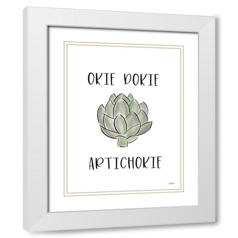 Okie Dokie Artichokie White Modern Wood Framed Art Print with Double Matting by Imperfect Dust
