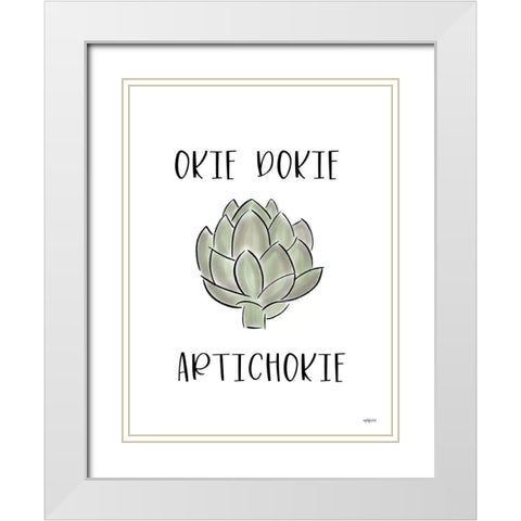 Okie Dokie Artichokie White Modern Wood Framed Art Print with Double Matting by Imperfect Dust