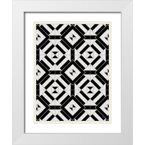 Diamond Tile White Modern Wood Framed Art Print with Double Matting by Imperfect Dust