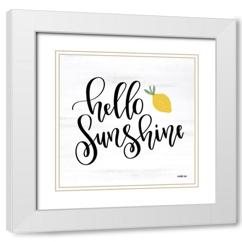 Hello Sunshine White Modern Wood Framed Art Print with Double Matting by Imperfect Dust