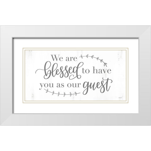 Blessed Guest White Modern Wood Framed Art Print with Double Matting by Imperfect Dust