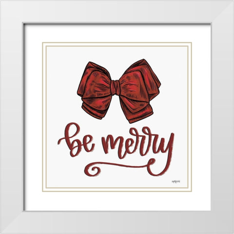 Be Merry White Modern Wood Framed Art Print with Double Matting by Imperfect Dust