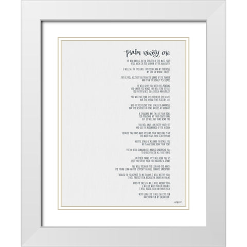 Psalm Ninety One White Modern Wood Framed Art Print with Double Matting by Imperfect Dust