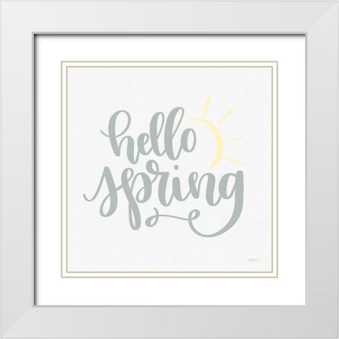 Hello Spring White Modern Wood Framed Art Print with Double Matting by Imperfect Dust