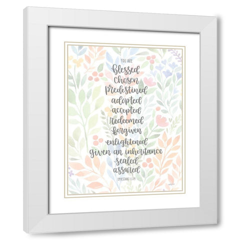 You Are Blessed White Modern Wood Framed Art Print with Double Matting by Imperfect Dust