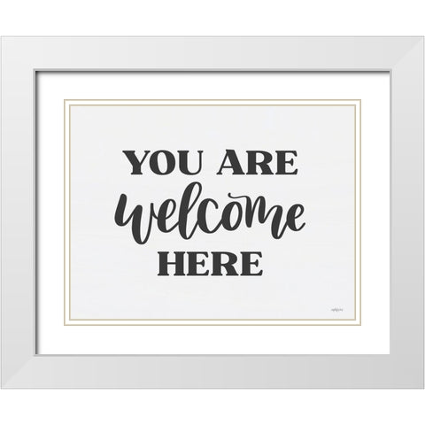 You Are Welcome Here  White Modern Wood Framed Art Print with Double Matting by Imperfect Dust