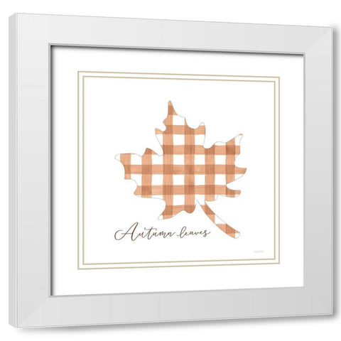 Autumn Leaves White Modern Wood Framed Art Print with Double Matting by Imperfect Dust