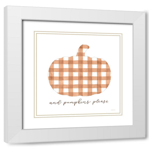And Pumpkins Please White Modern Wood Framed Art Print with Double Matting by Imperfect Dust