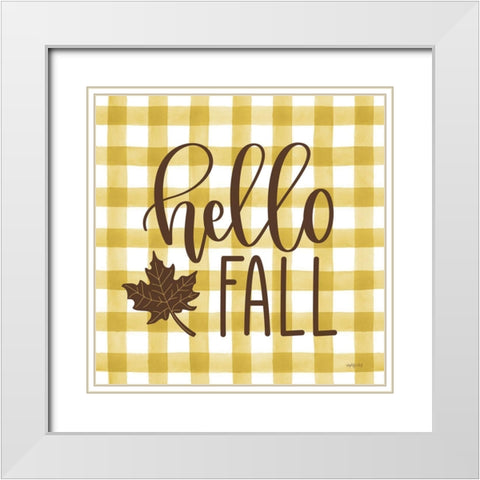 Hello Fall White Modern Wood Framed Art Print with Double Matting by Imperfect Dust