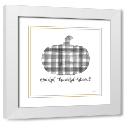 Grateful-Thankful-Blessed White Modern Wood Framed Art Print with Double Matting by Imperfect Dust