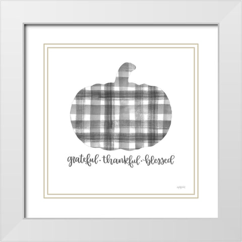 Grateful-Thankful-Blessed White Modern Wood Framed Art Print with Double Matting by Imperfect Dust