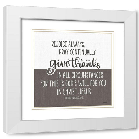 Give Thanks White Modern Wood Framed Art Print with Double Matting by Imperfect Dust