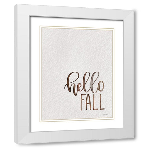 Hello Fall White Modern Wood Framed Art Print with Double Matting by Imperfect Dust