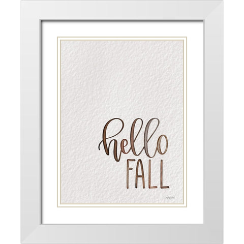 Hello Fall White Modern Wood Framed Art Print with Double Matting by Imperfect Dust