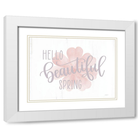 Hello Beautiful Spring (flower) White Modern Wood Framed Art Print with Double Matting by Imperfect Dust