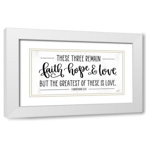 Faith-Hope And Love White Modern Wood Framed Art Print with Double Matting by Imperfect Dust