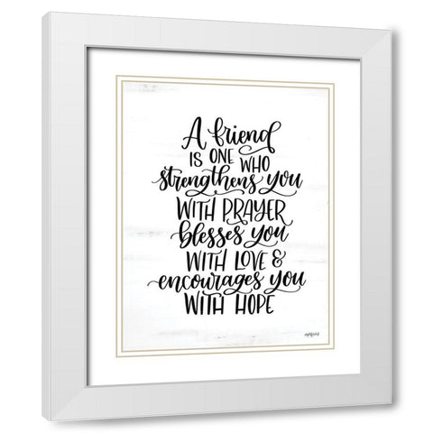 A Friend White Modern Wood Framed Art Print with Double Matting by Imperfect Dust