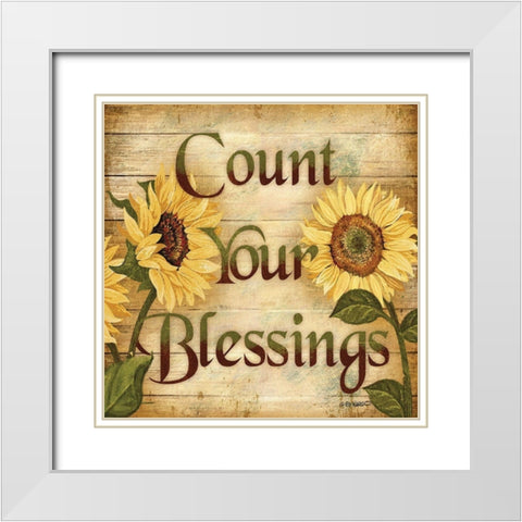 Count Your Blessings White Modern Wood Framed Art Print with Double Matting by Wargo, Ed
