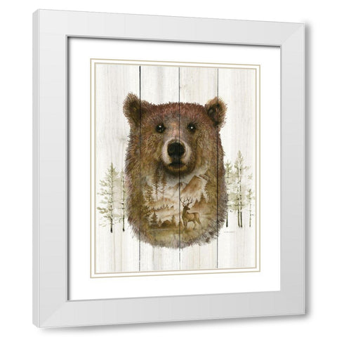 Bear Wilderness Portrait White Modern Wood Framed Art Print with Double Matting by Wargo, Ed