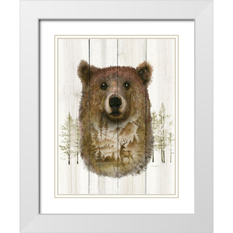 Bear Wilderness Portrait White Modern Wood Framed Art Print with Double Matting by Wargo, Ed