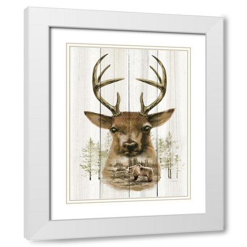 Deer Wilderness Portrait White Modern Wood Framed Art Print with Double Matting by Wargo, Ed