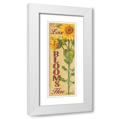 Love Blooms Here White Modern Wood Framed Art Print with Double Matting by Wargo, Ed